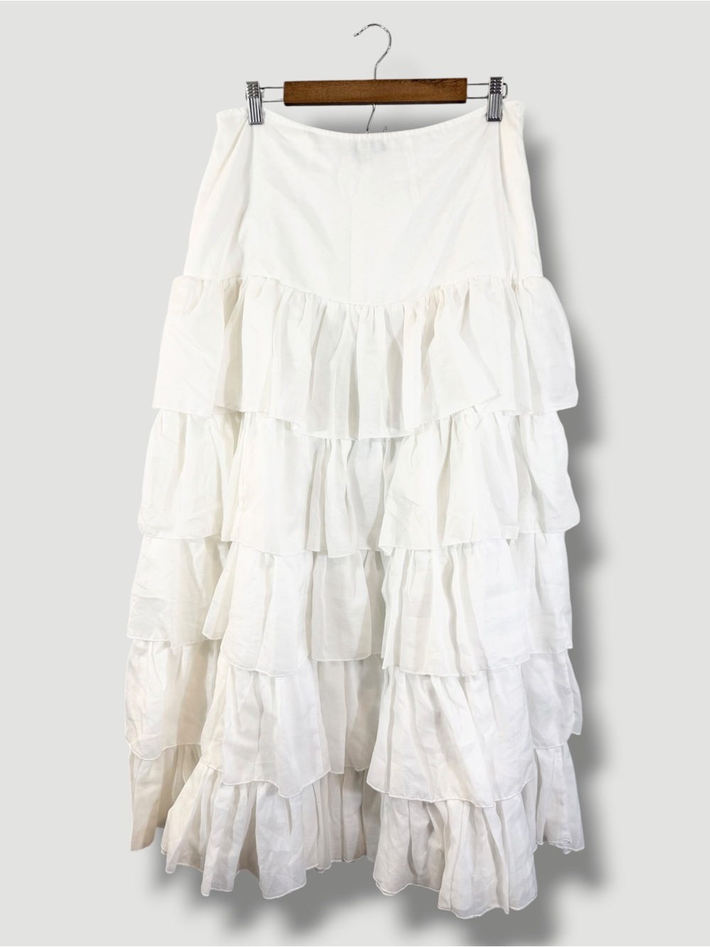 DIMRI White Maxi Skirt Size L Cotton Boho Layered Tiered Vintage 90s Y2K Cottage